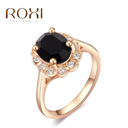ROMAD ROXI 2010012325a 奥地利水晶镀金黑钻戒指