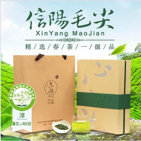 志游信阳毛尖，2017新茶，6*40袋礼盒